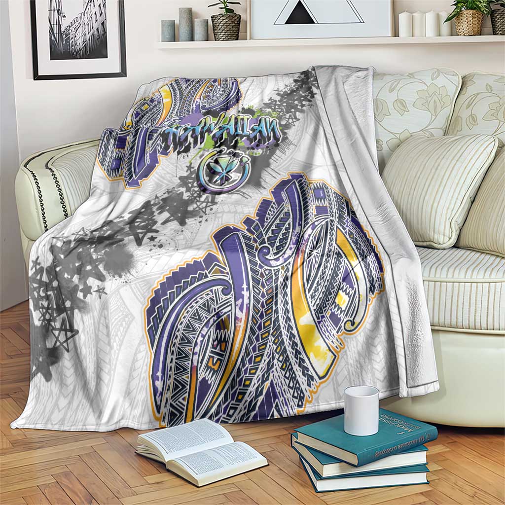 Traditional Art Hawaiian Kakau Tattoos Blanket Graffiti Style LT03 White - Polynesian Pride