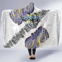 Traditional Art Hawaiian Kakau Tattoos Hooded Blanket Graffiti Style LT03 One Size White - Polynesian Pride
