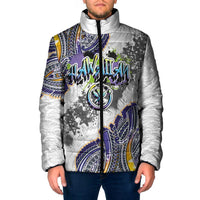 Traditional Art Hawaiian Kakau Tattoos Padded Jacket Graffiti Style LT03 Men White - Polynesian Pride