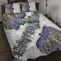 Traditional Art Hawaiian Kakau Tattoos Quilt Bed Set Graffiti Style LT03 White - Polynesian Pride