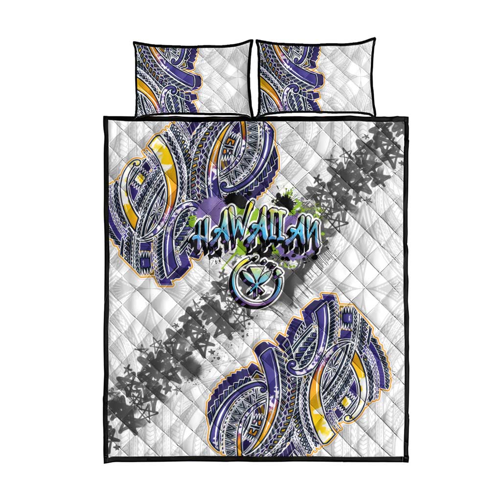 Traditional Art Hawaiian Kakau Tattoos Quilt Bed Set Graffiti Style LT03 - Polynesian Pride