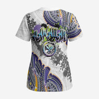 Traditional Art Hawaiian Kakau Tattoos Scrub Top Graffiti Style LT03 - Polynesian Pride