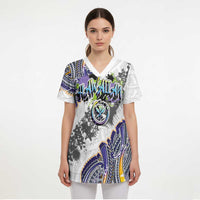Traditional Art Hawaiian Kakau Tattoos Scrub Top Graffiti Style LT03 - Polynesian Pride