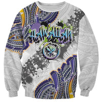Traditional Art Hawaiian Kakau Tattoos Sweatshirt Graffiti Style LT03 Unisex White - Polynesian Pride
