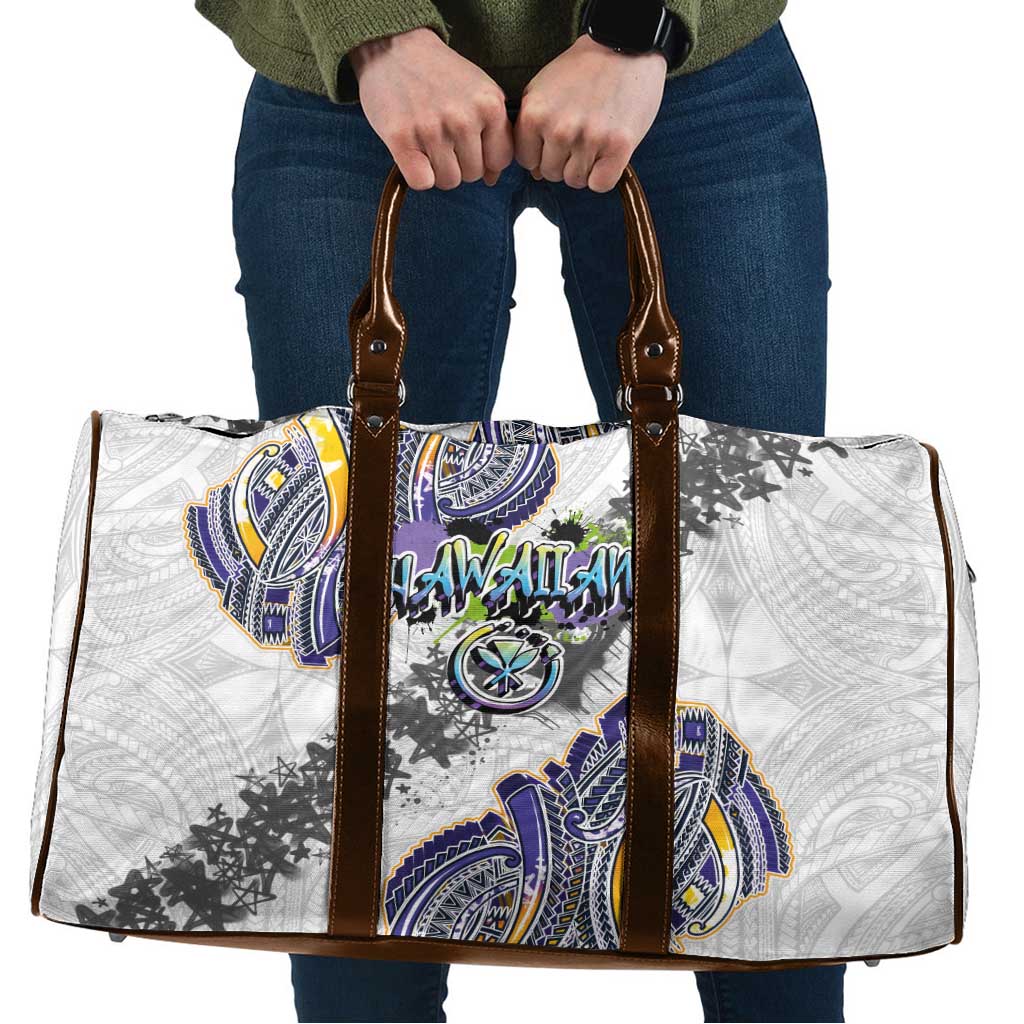 Traditional Art Hawaiian Kakau Tattoos Travel Bag Graffiti Style LT03 White - Polynesian Pride