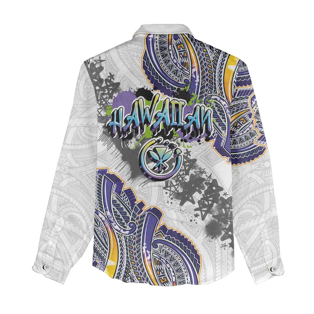 Traditional Art Hawaiian Kakau Tattoos Women Casual Shirt Graffiti Style LT03 - Polynesian Pride