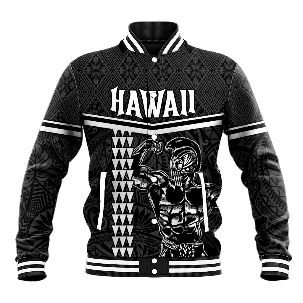 Custom Hawaii Warrior Baseball Jacket Kakau Quilt Pattern LT03 Unisex Black - Polynesian Pride