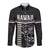 Custom Hawaii Warrior Long Sleeve Button Shirt Kakau Quilt Pattern LT03 Unisex Black - Polynesian Pride