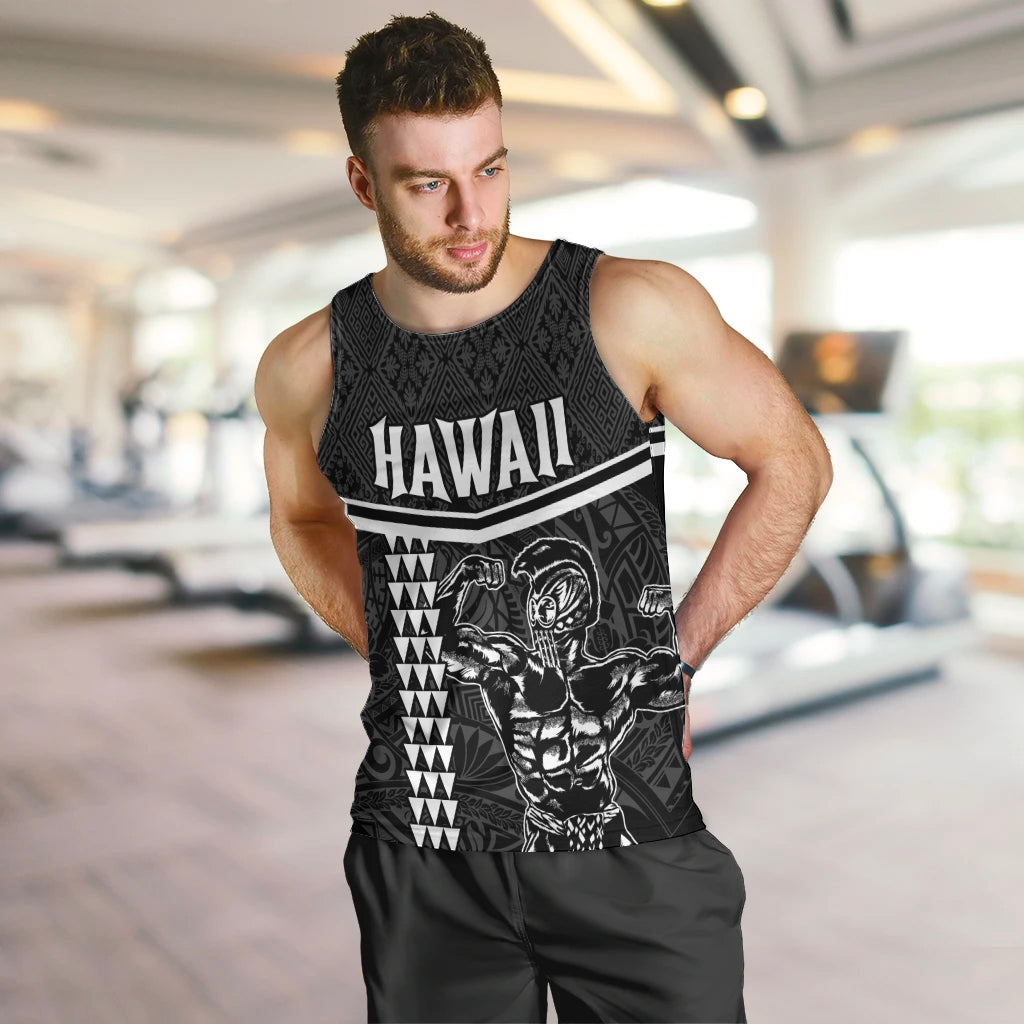 Custom Hawaii Warrior Men Tank Top Kakau Quilt Pattern LT03 Black - Polynesian Pride