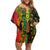 Aotearoa Reggae Family Matching Off Shoulder Short Dress and Hawaiian Shirt Maori Reggae-One Love