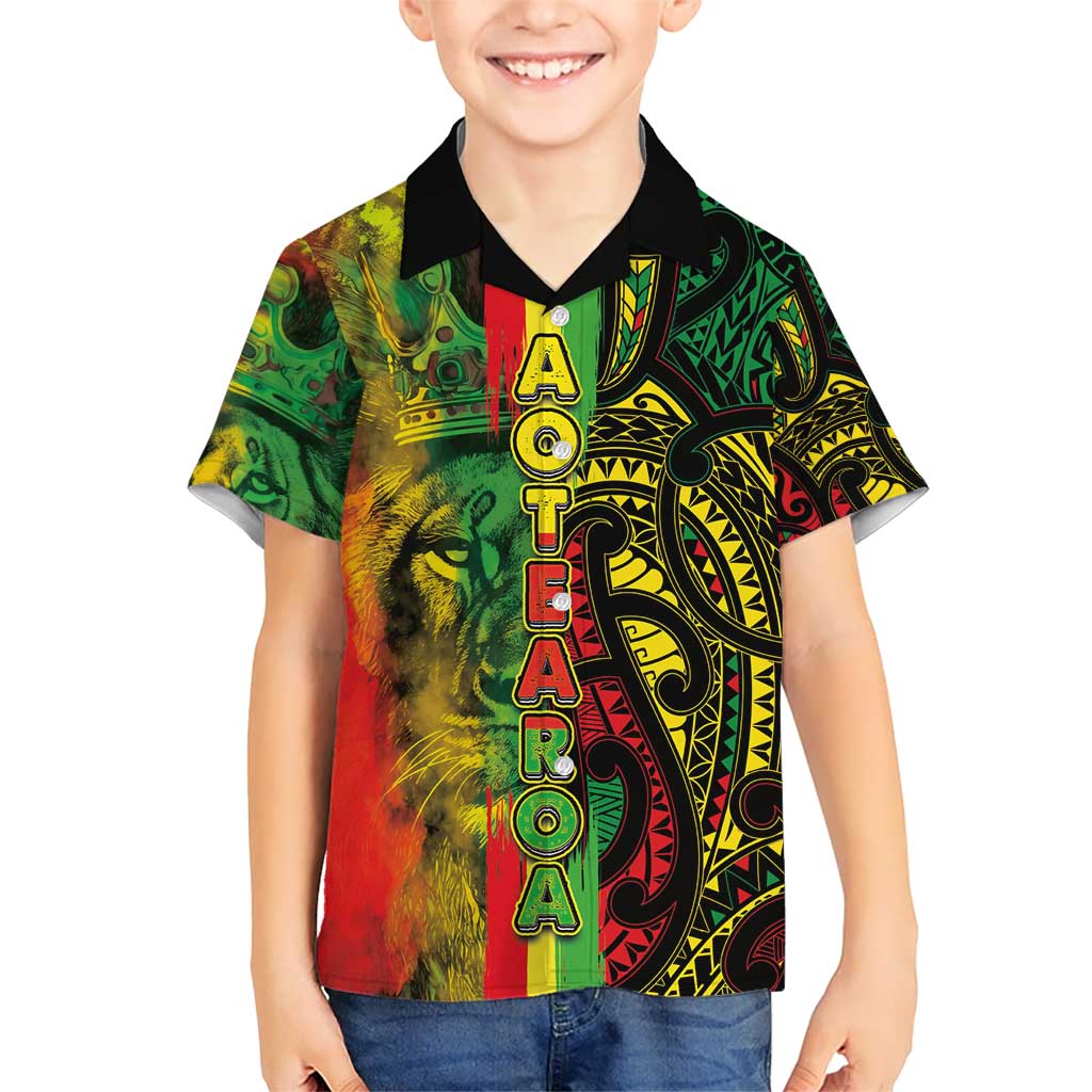 Aotearoa Reggae Kid Hawaiian Shirt Maori Reggae-One Love LT03 Kid Reggae - Polynesian Pride