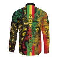 Aotearoa Reggae Long Sleeve Button Shirt Maori Reggae-One Love LT03 - Polynesian Pride
