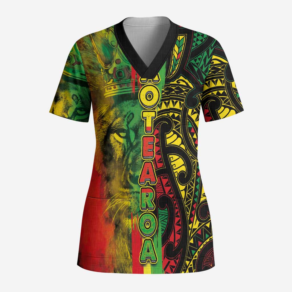 Aotearoa Reggae Scrub Top Maori Reggae-One Love LT03 Adult Reggae - Polynesian Pride