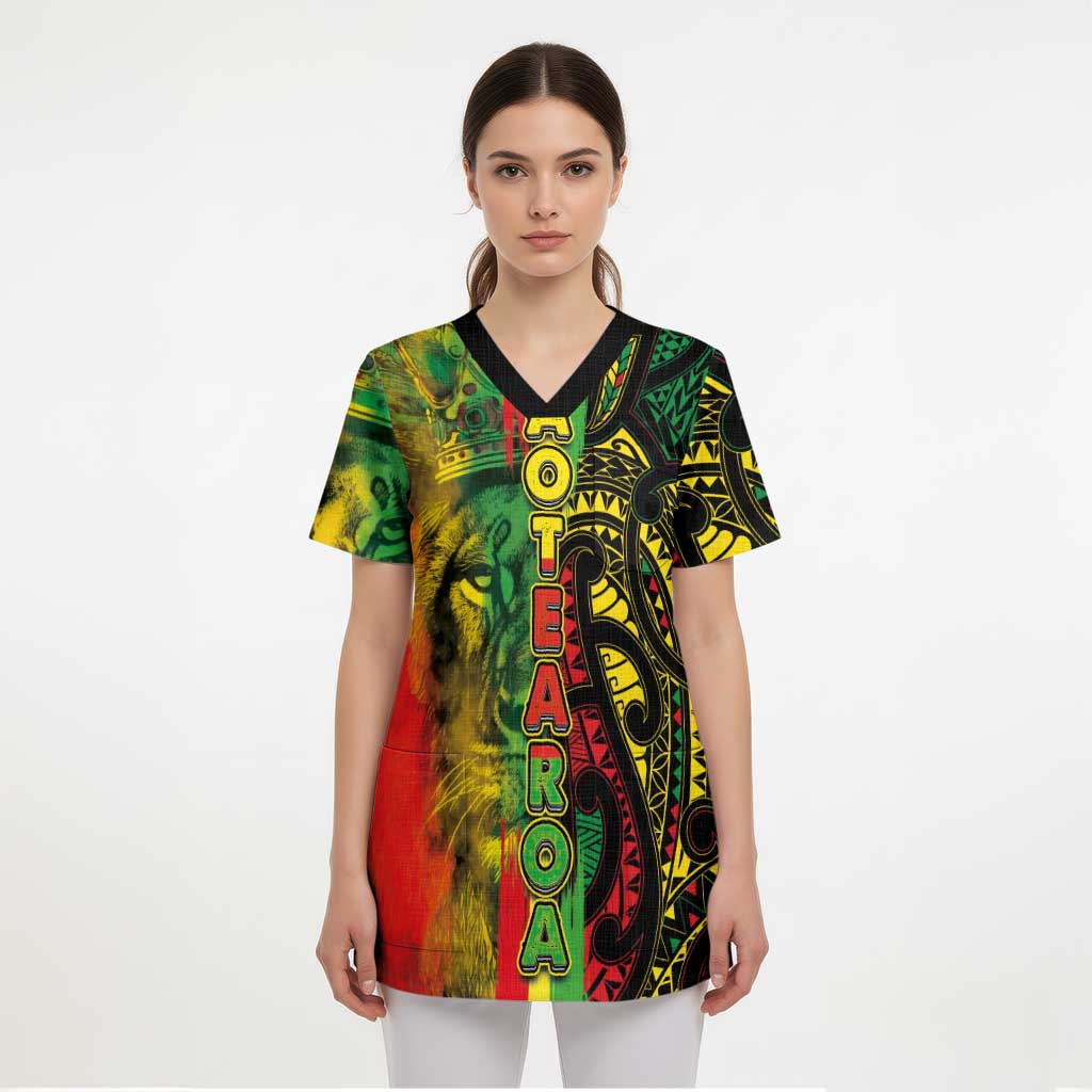 Aotearoa Reggae Scrub Top Maori Reggae-One Love LT03 - Polynesian Pride