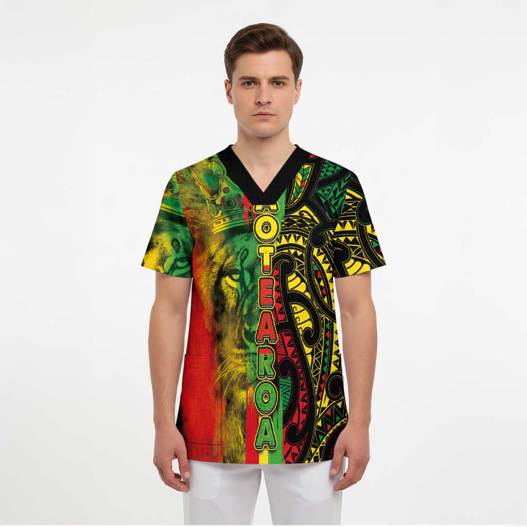 Aotearoa Reggae Scrub Top Maori Reggae-One Love LT03 - Polynesian Pride