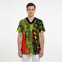 Aotearoa Reggae Scrub Top Maori Reggae-One Love LT03 - Polynesian Pride