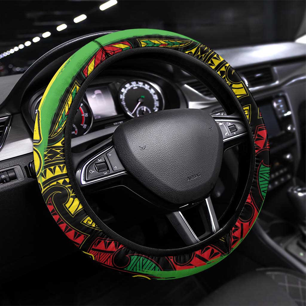 Aotearoa Reggae Steering Wheel Cover Maori Reggae-One Love LT03 Universal Fit Reggae - Polynesian Pride
