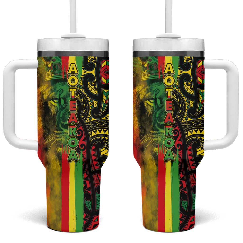 Aotearoa Reggae Tumbler With Handle Maori Reggae-One Love LT03 One Size: 40 oz Reggae - Polynesian Pride
