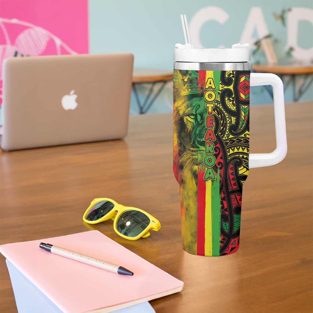 Aotearoa Reggae Tumbler With Handle Maori Reggae-One Love LT03 - Polynesian Pride