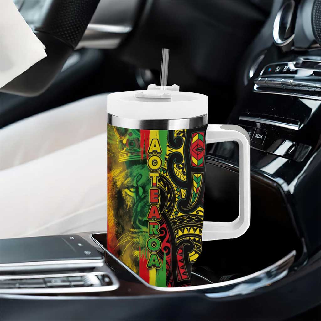 Aotearoa Reggae Tumbler With Handle Maori Reggae-One Love LT03 - Polynesian Pride
