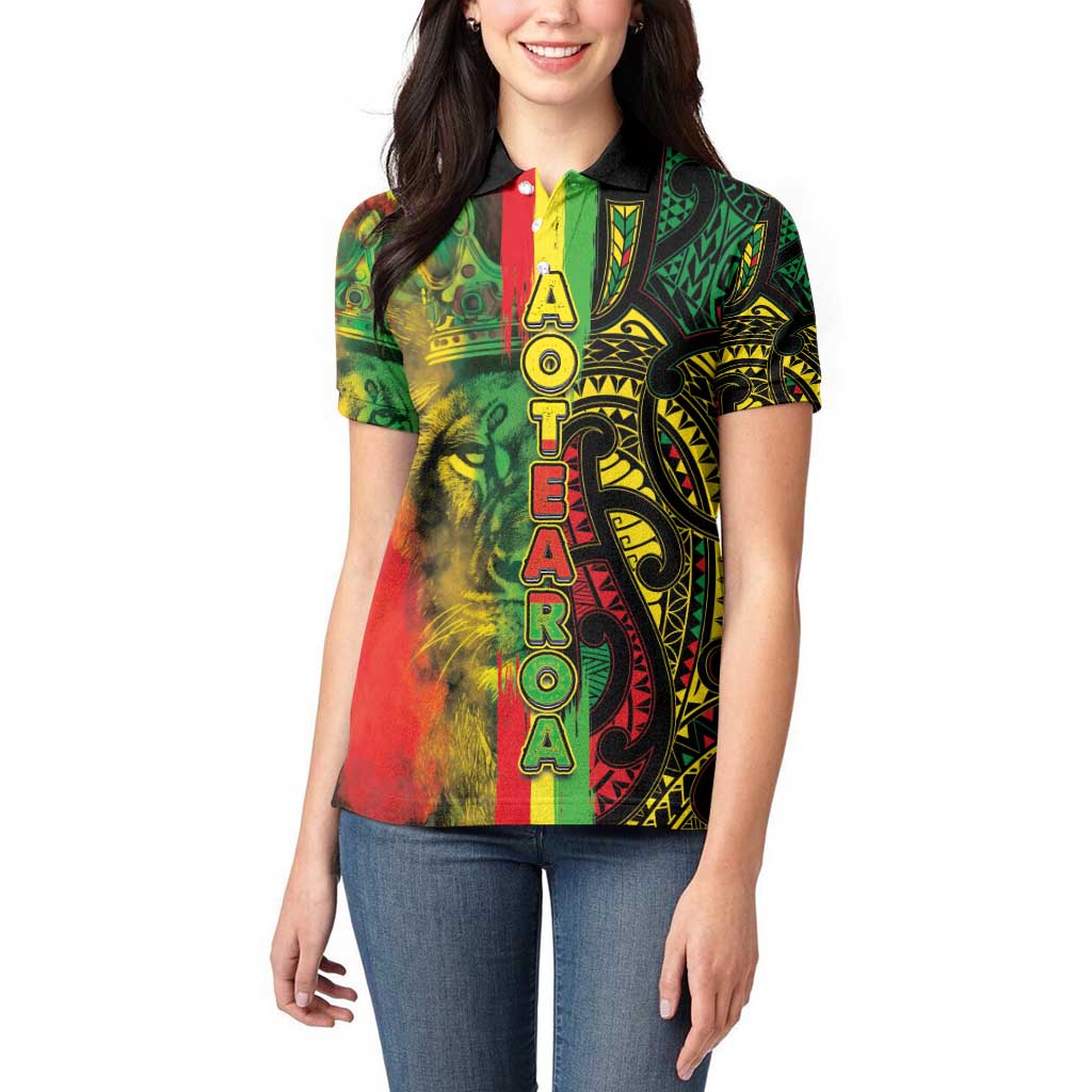 Aotearoa Reggae Women Polo Shirt Maori Reggae-One Love LT03 - Polynesian Pride