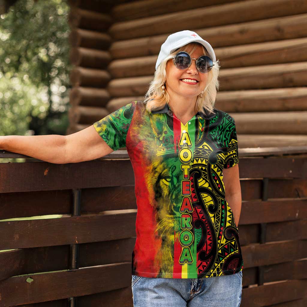 Aotearoa Reggae Women Polo Shirt Maori Reggae-One Love LT03 - Polynesian Pride