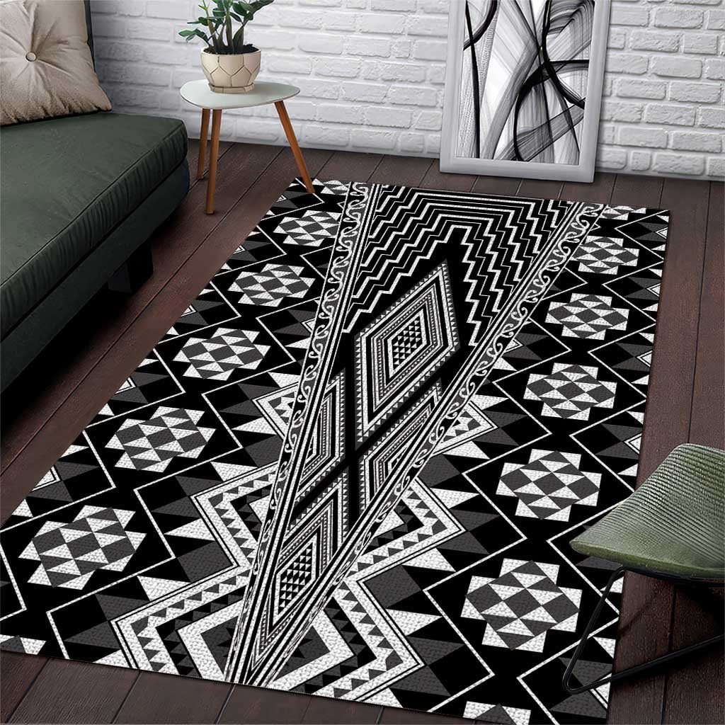 Aotearoa Tukutuku and Poutama Motif Classic Area Rug LT03 Gray - Polynesian Pride