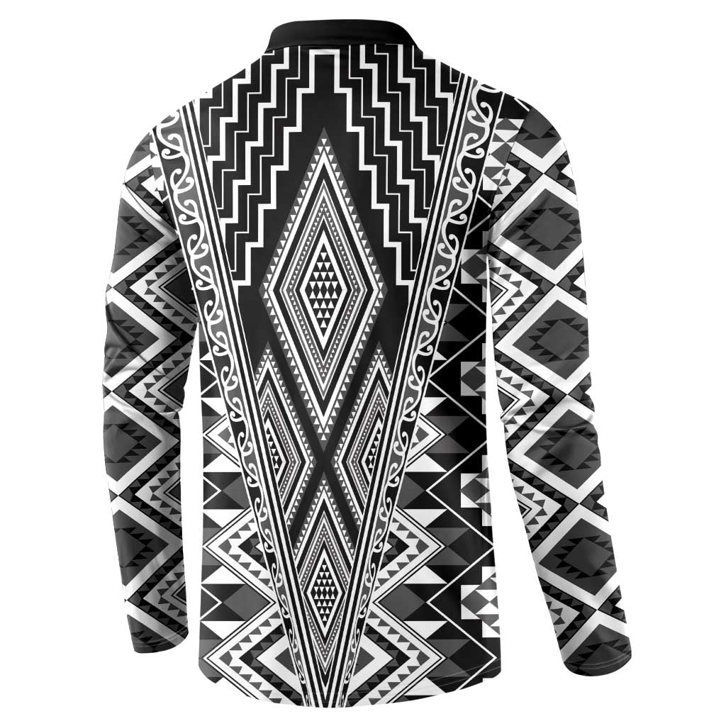 Aotearoa Tukutuku and Poutama Motif Classic Button Sweatshirt LT03 - Polynesian Pride