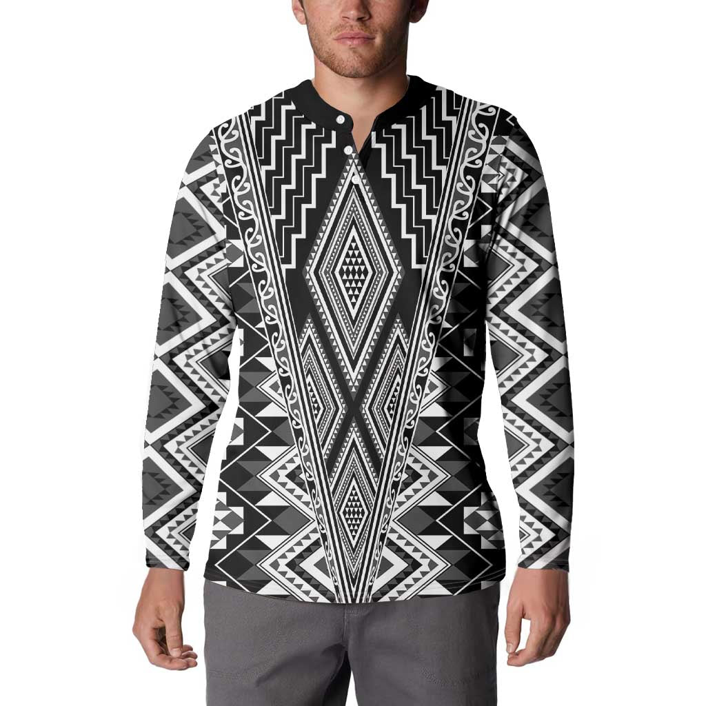 Aotearoa Tukutuku and Poutama Motif Classic Button Sweatshirt LT03 - Polynesian Pride