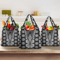 Aotearoa Tukutuku and Poutama Motif Classic Grocery Bag LT03 3-pack One Size Gray - Polynesian Pride
