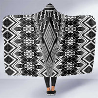Aotearoa Tukutuku and Poutama Motif Classic Hooded Blanket LT03 One Size Gray - Polynesian Pride