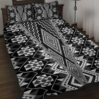 Aotearoa Tukutuku and Poutama Motif Classic Quilt Bed Set LT03 Gray - Polynesian Pride