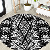Aotearoa Tukutuku and Poutama Motif Classic Round Carpet LT03 Gray - Polynesian Pride