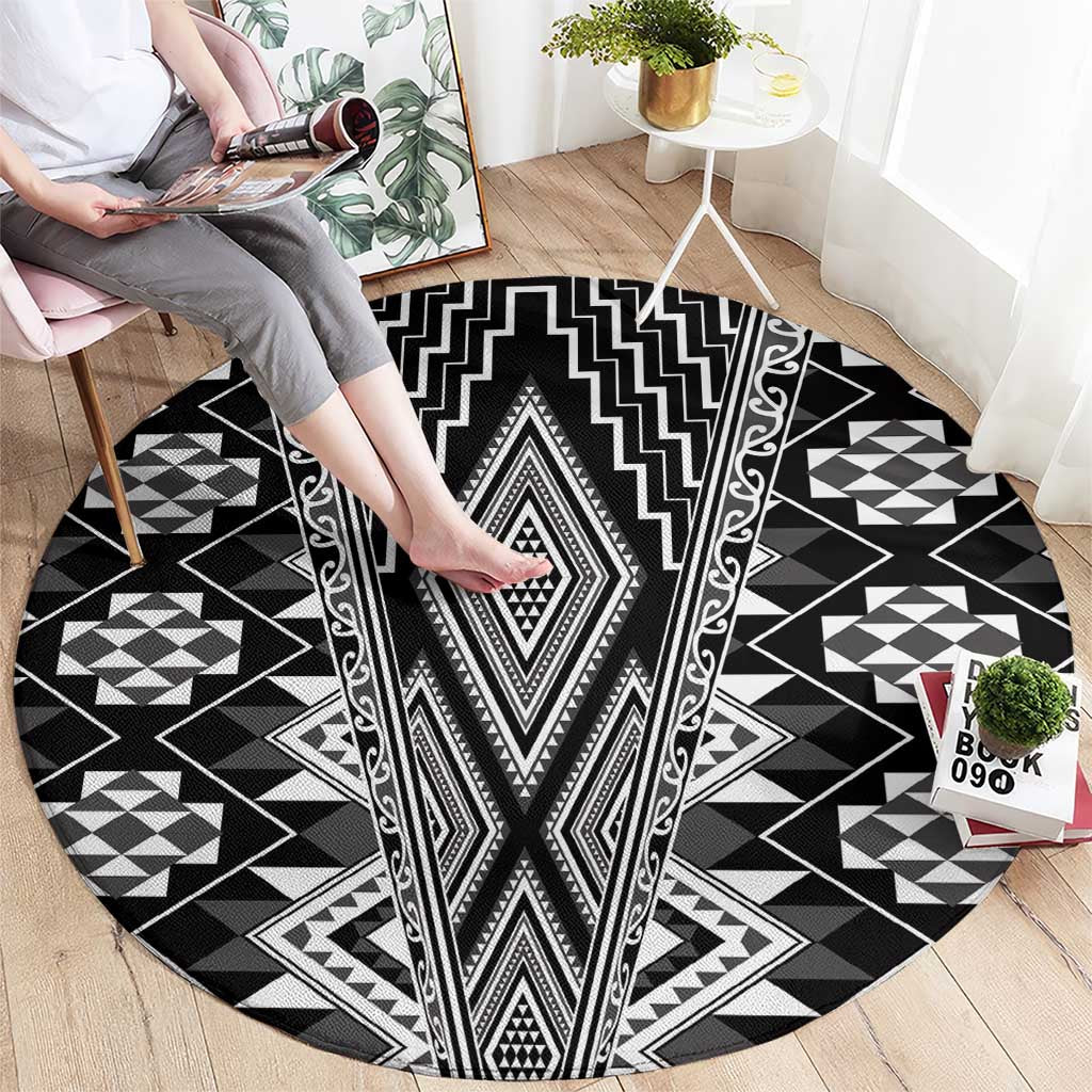 Aotearoa Tukutuku and Poutama Motif Classic Round Carpet LT03 - Polynesian Pride
