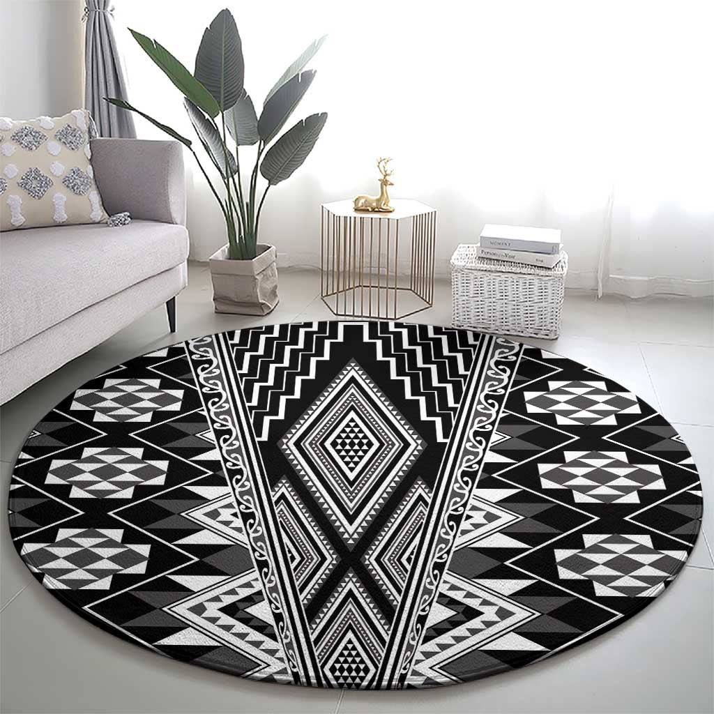 Aotearoa Tukutuku and Poutama Motif Classic Round Carpet LT03 - Polynesian Pride