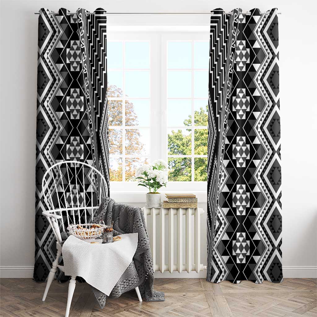 Aotearoa Tukutuku and Poutama Motif Classic Window Curtain LT03 - Polynesian Pride