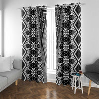 Aotearoa Tukutuku and Poutama Motif Classic Window Curtain LT03 With Grommets Gray - Polynesian Pride