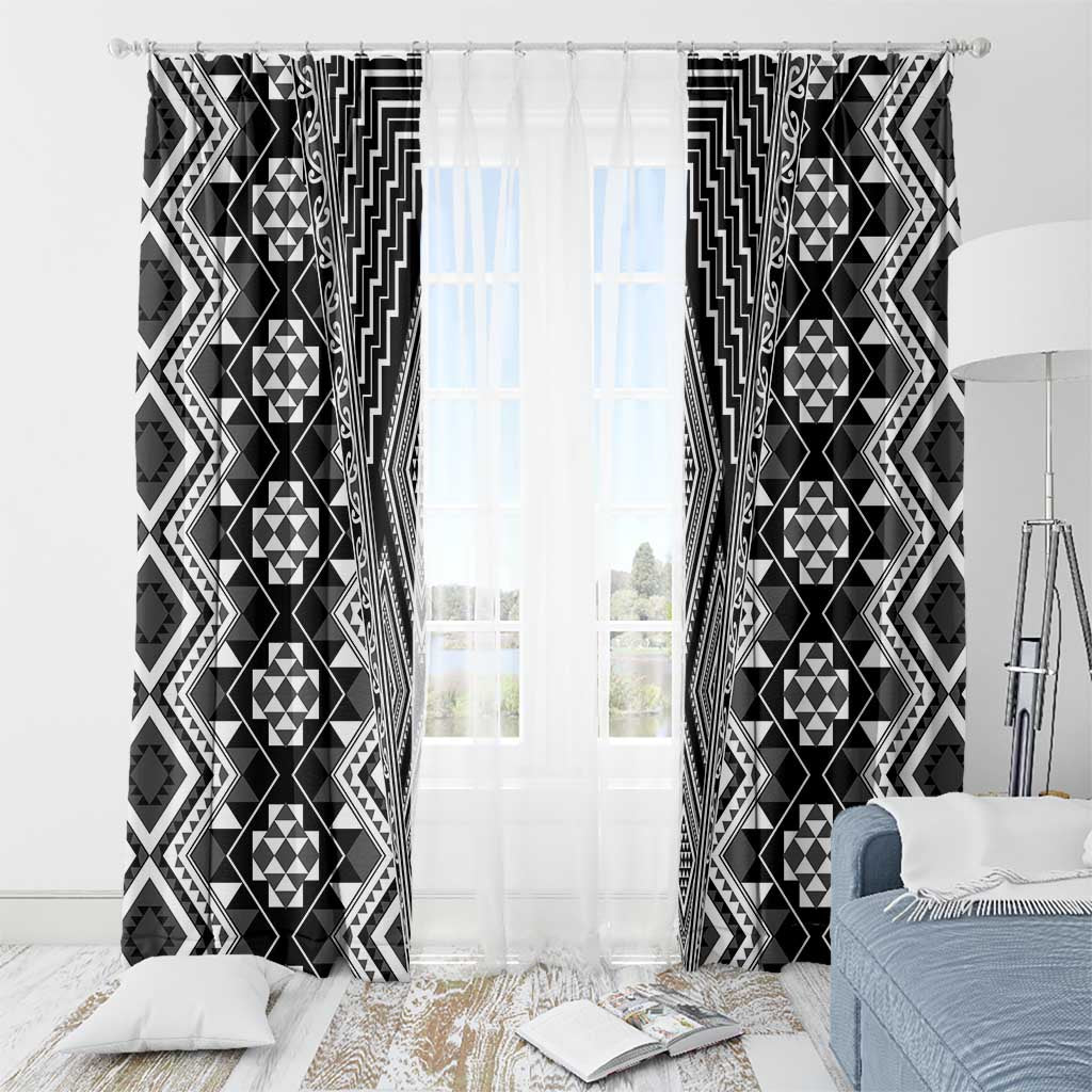 Aotearoa Tukutuku and Poutama Motif Classic Window Curtain LT03 - Polynesian Pride
