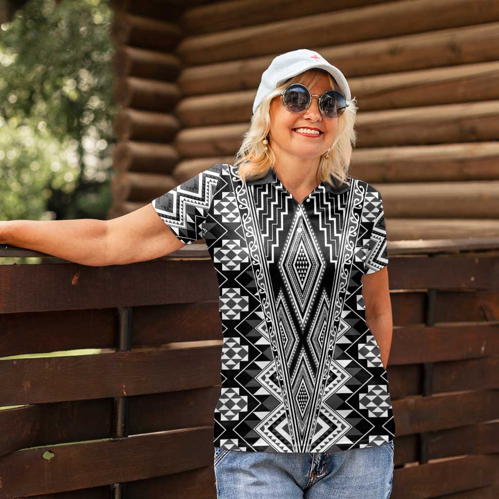 Aotearoa Tukutuku and Poutama Motif Classic Women Polo Shirt LT03 - Polynesian Pride