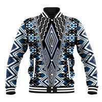 Blue Aotearoa Tukutuku and Poutama Motif Baseball Jacket LT03 Unisex Blue - Polynesian Pride