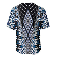 Blue Aotearoa Tukutuku and Poutama Motif Baseball Jersey LT03 - Polynesian Pride