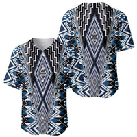 Blue Aotearoa Tukutuku and Poutama Motif Baseball Jersey LT03 - Polynesian Pride