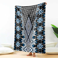 Blue Aotearoa Tukutuku and Poutama Motif Blanket LT03 - Polynesian Pride