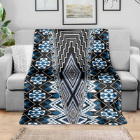 Blue Aotearoa Tukutuku and Poutama Motif Blanket LT03 - Polynesian Pride