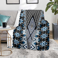 Blue Aotearoa Tukutuku and Poutama Motif Blanket LT03 - Polynesian Pride