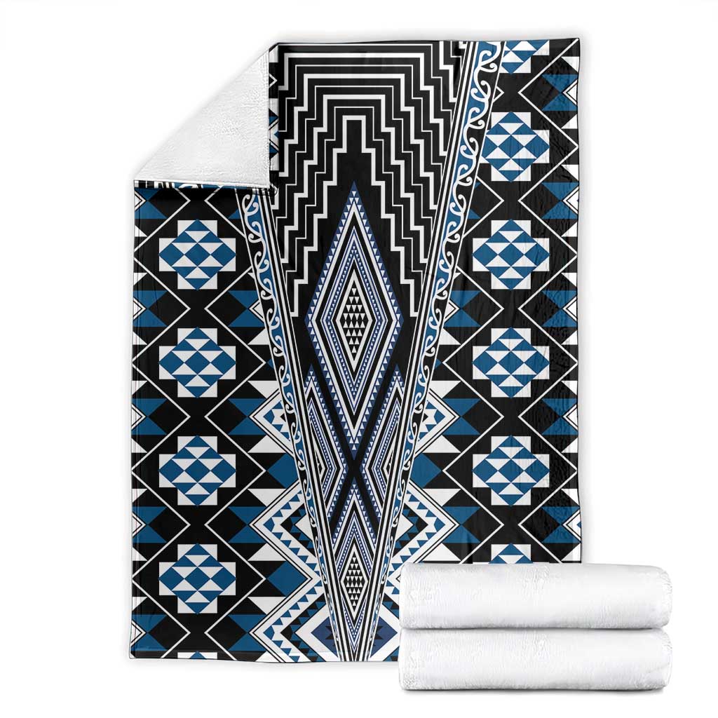 Blue Aotearoa Tukutuku and Poutama Motif Blanket LT03 - Polynesian Pride