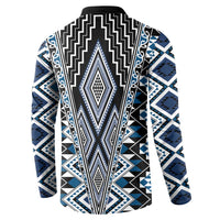 Blue Aotearoa Tukutuku and Poutama Motif Button Sweatshirt LT03 - Polynesian Pride