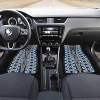 Blue Aotearoa Tukutuku and Poutama Motif Car Mats LT03 Set 2pcs - Front Blue - Polynesian Pride