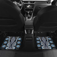 Blue Aotearoa Tukutuku and Poutama Motif Car Mats LT03 Set 2pcs - Back Blue - Polynesian Pride