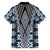 Blue Aotearoa Tukutuku and Poutama Motif Family Matching Long Sleeve Bodycon Dress and Hawaiian Shirt